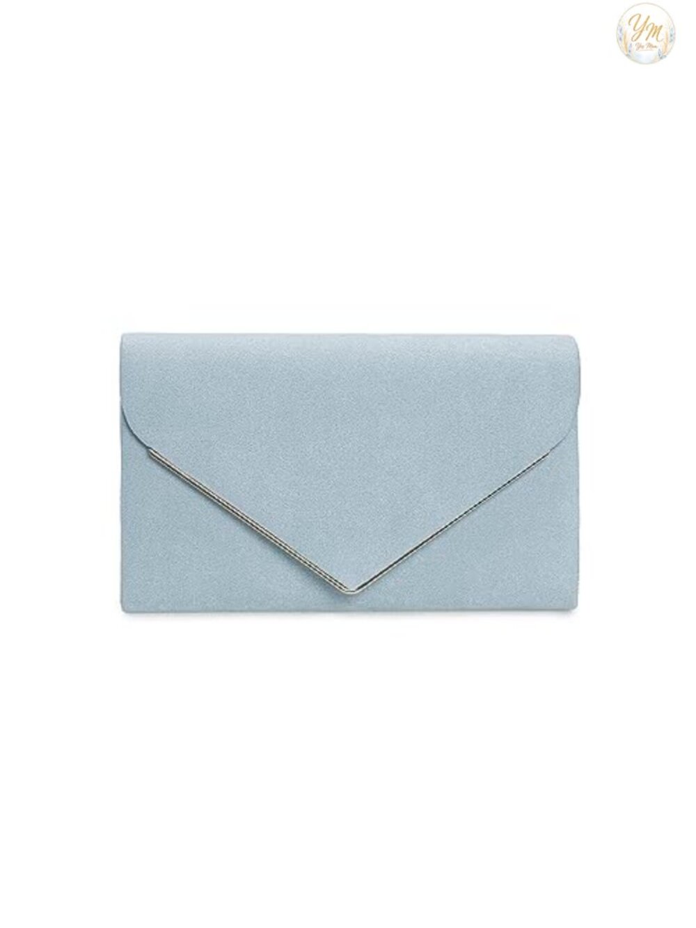 Faux Suede Clutch Bag Metal Binding Evening Purse Wedding Prom Black-Tie
